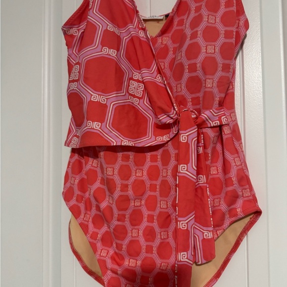 Cabana Life Red Geometric One Piece Swimsuit - Picture 2 of 5